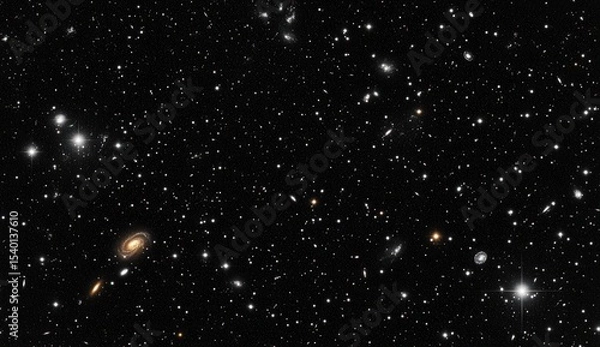 Fototapeta Stunning Galaxy Field with Distant Galaxies and Cosmic Structures Captured in Deep Space Imaging