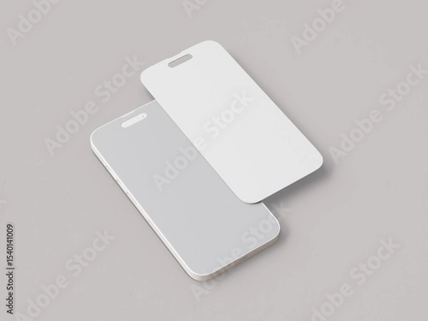 Obraz Clay Smartphone Mockup for Application UI Designs Isolated on Grey Background