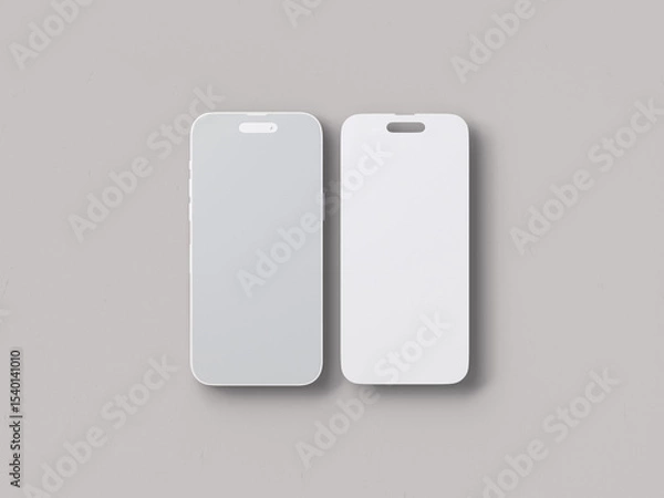 Obraz Clay Smartphone Mockup for Application UI Designs Isolated on Grey Background