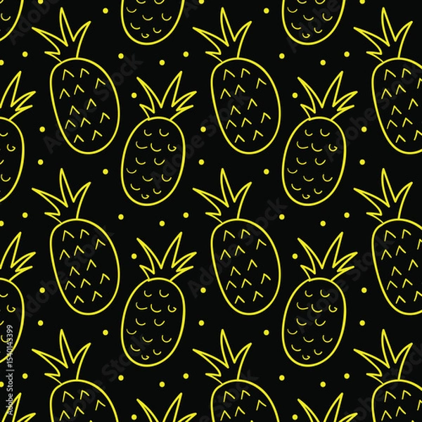 Fototapeta Seamless pineapple pattern for textile fabric or wallpaper backgrounds