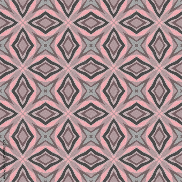 Fototapeta Seamless abstract geometric pattern. Grey, pink ornament.