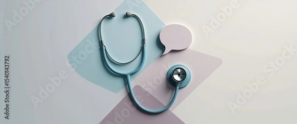 Obraz A stethoscope rests against a soft, minimalist backdrop, symbolizing the importance of communication in healthcare. This design showcases a blend of modern aesthetics and medical necessity