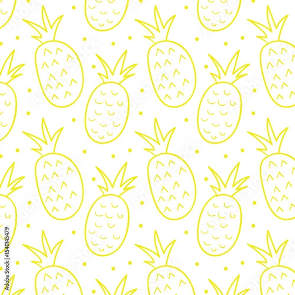 Fototapeta Seamless pineapple pattern for textile fabric or wallpaper backgrounds