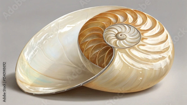 Fototapeta nautilus shell on black