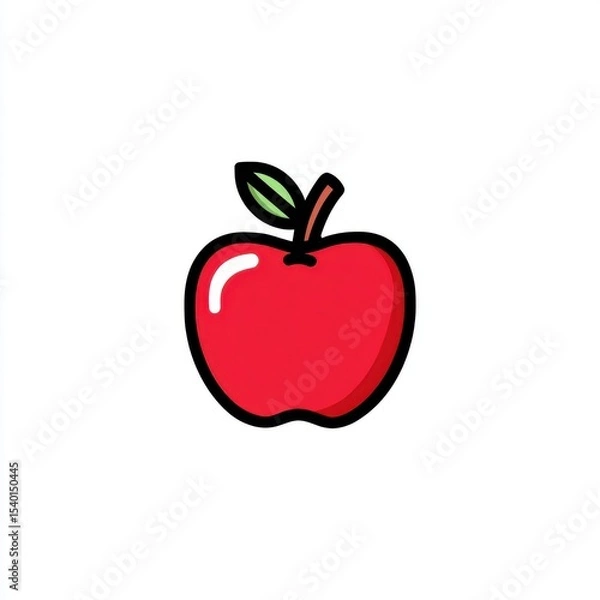 Obraz Red Apple Illustration on White Background