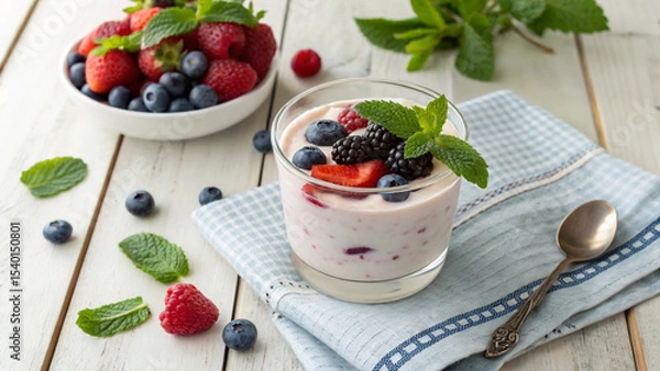 Obraz yogurt and berries