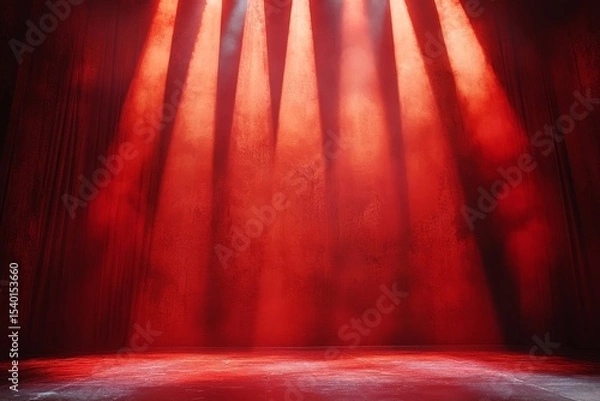 Obraz textured red stage backdrop with dramatic lighting effects, ideal for elegant presentations, Generative AI