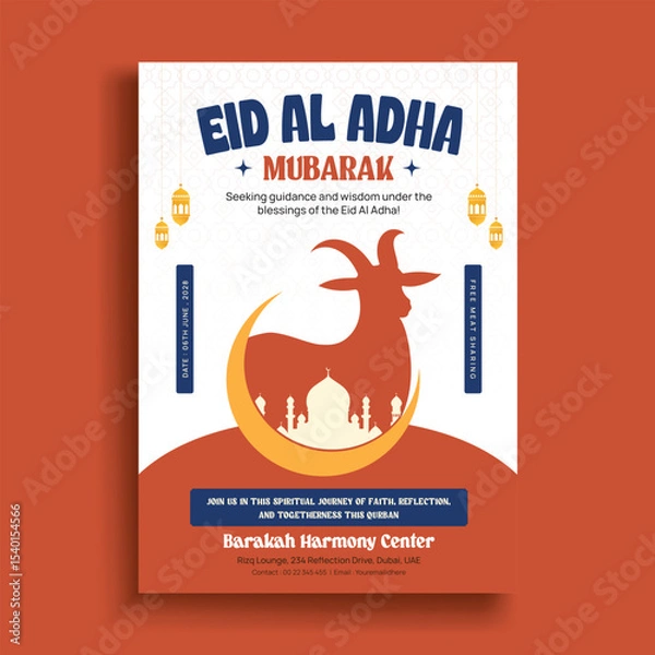 Obraz Eid Al-Adha Mubarak Flyer with Goat Silhouette and Mosque