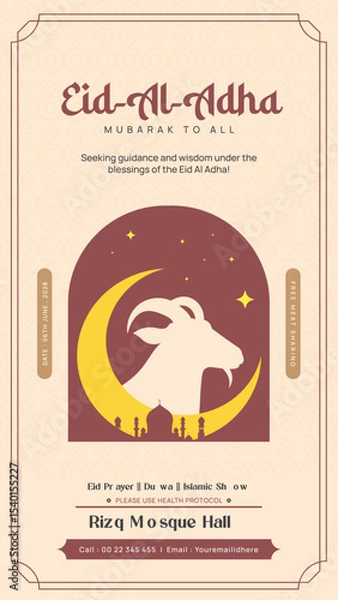 Obraz Eid Al Adha Mubarak Illustration Instagram Story Design with Goat Silhouette and Mosque
