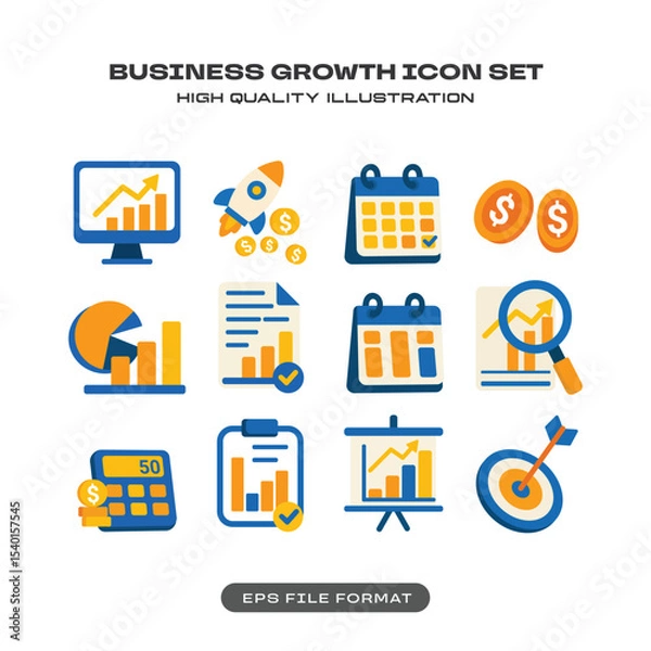 Obraz Business Growth and Financial Analytics Icon Set