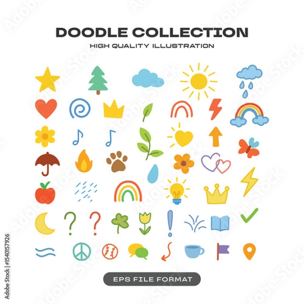 Obraz Universal Doodle Icon Collection with Hand Drawn Symbols