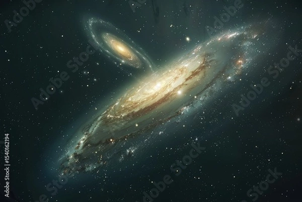 Obraz Vibrant Image of Multiple Galaxies in Space with Star Clusters