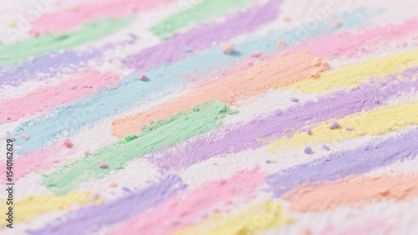 Fototapeta Vibrant Pastel Symphony: A Close-Up of Chalk Strokes Blending on Textured Art Paper with Dust