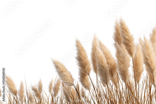 Obraz graceful Pampas grass gently blowing in the wind isolated on white background