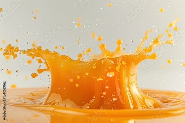Obraz Vibrant Color Image of a Smooth Drop Splash of Orange Juice on an Isolated White Background