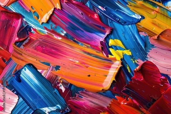 Obraz Premium Quality Picture of Vibrant Chaos of Multi Colored Acrylic Brush Strokes