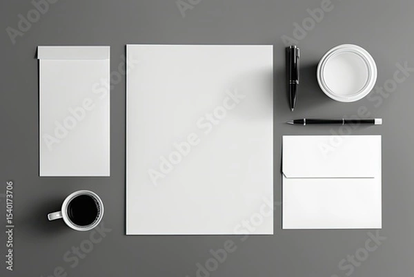 Obraz High Detail Visual of Business Stationery Mockup Template