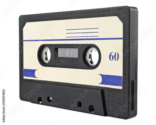 Obraz Old audio cassette tape isolated on a transparent background. Full depth of field. PNG.