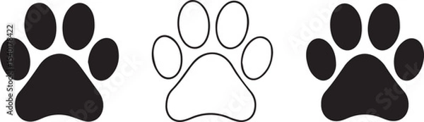 Obraz Paw Print Designs A Collection of Simple Black and White Paw Prints for Your Projects