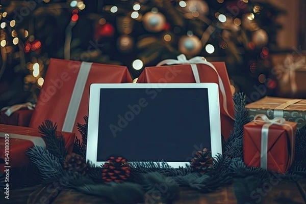 Obraz Flawless Picture of Black Friday Sale Light Box Above Tablet