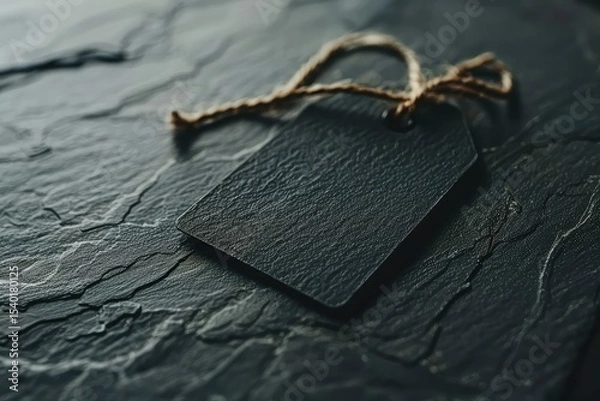 Obraz Pixel Perfect Picture of Black Price Tag with Thread Black Friday Sales Mockup