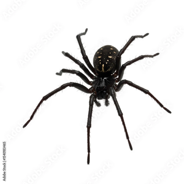 Obraz Closeup of a Black Spider on a Black Background isolated on transparent baackground