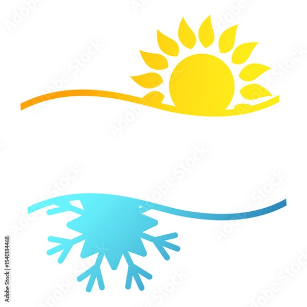 Obraz Yellow sun and blue snowflake air conditioner design