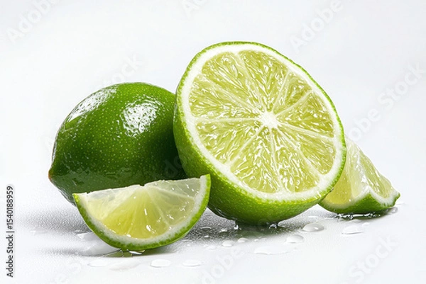 Fototapeta Fresh lime halved natural setting food photography bright environment close-up view vibrant concept for culinary inspiration