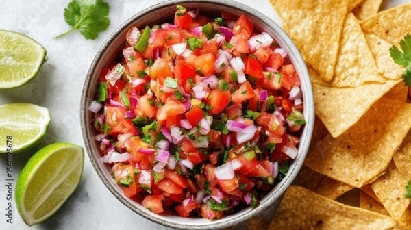 Obraz pico de gallo salsa, finely chopped tomatoes, red onions