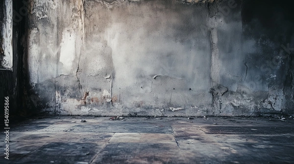 Fototapeta empty wall and wooden floor with glare from the window. Interior background for mockup or presentation