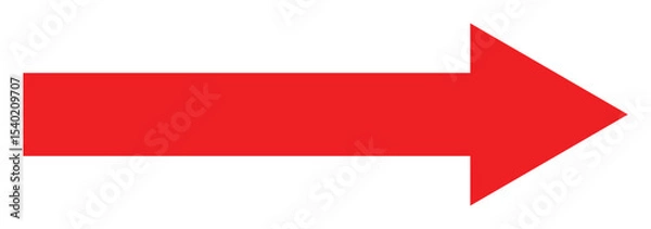 Fototapeta Long arrow. arrow pointing right site. Red horizontal long arrow pointing right. Bold thine long arrow. Vector illustration. 