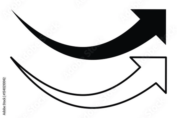 Fototapeta Arrow icon. Black arrow icon on transparent background.  Curved arrow vector illustration