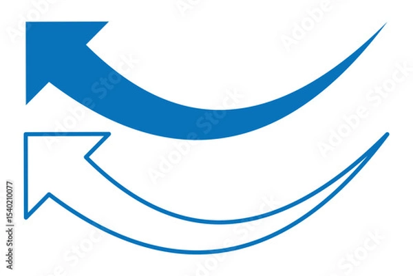 Fototapeta Blue curve arrow icon. Curved or arch arrow icon isolated. Flat style arrow icon for your website, design, logo, app, UI. Vector illustration.