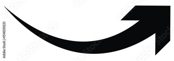 Fototapeta Arrow icon. Black arrow icon on transparent background.  Curved arrow vector illustration