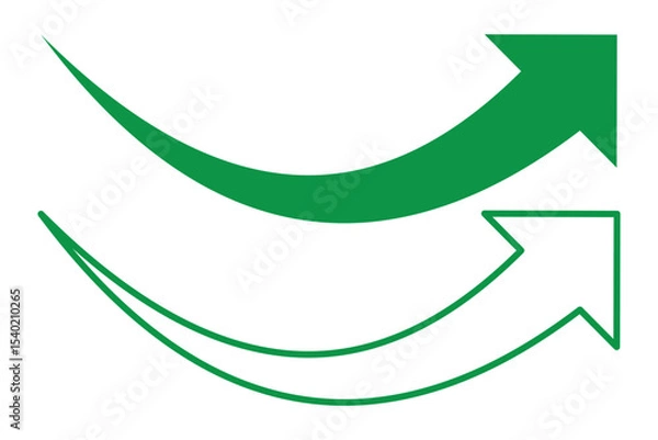 Fototapeta Curved arrow sign. arrow icon for your web site design, logo, app, UI. Long curved hand drawn arrow isolated. Green curved arrow vector illustration