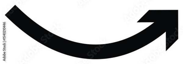 Fototapeta Arrow icon. Black arrow icon on transparent background.  Curved arrow vector illustration