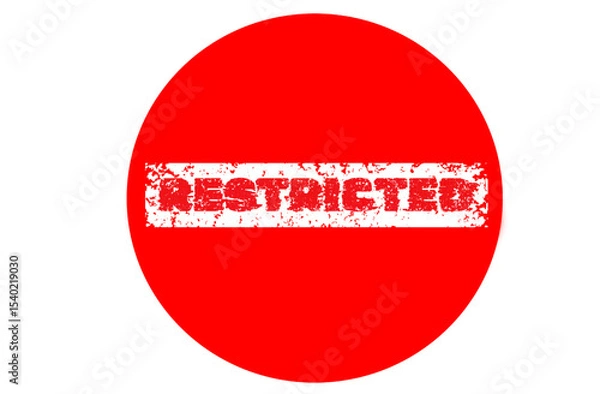 Fototapeta Word text restricted on red circle. Grunge style design.