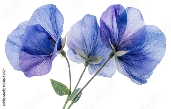 Fototapeta Blue butterfly pea flower isolated on transparent background. PNG.