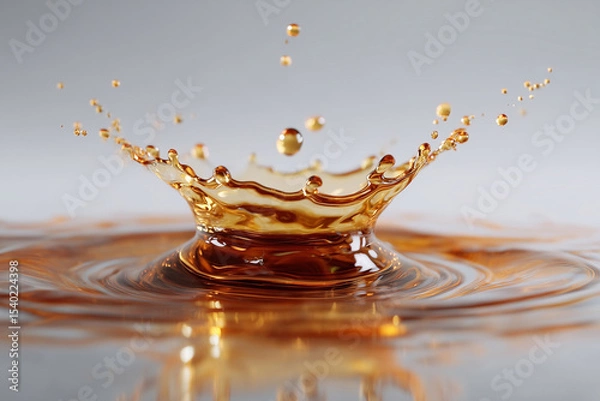 Obraz 3D rendering of an oil drop with a splash on an isolated background