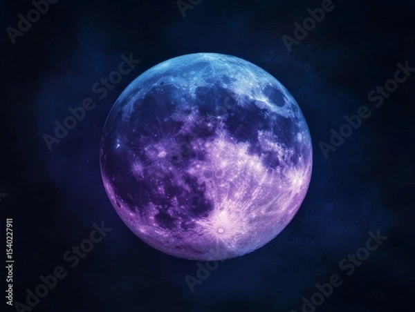 Fototapeta Captivating full moon with vibrant northern lights in night sky