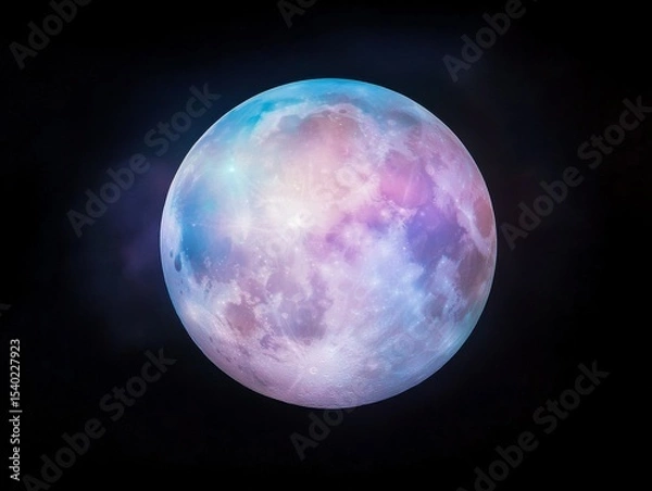 Fototapeta Enchanting full moon with mesmerizing colors and moon phases