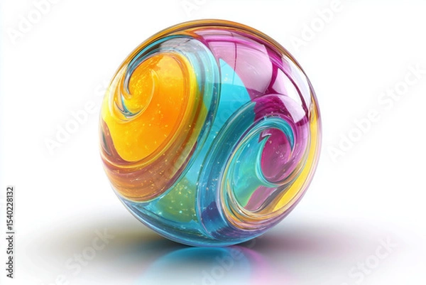 Obraz 3D sphere icon with swirling colors on a white background