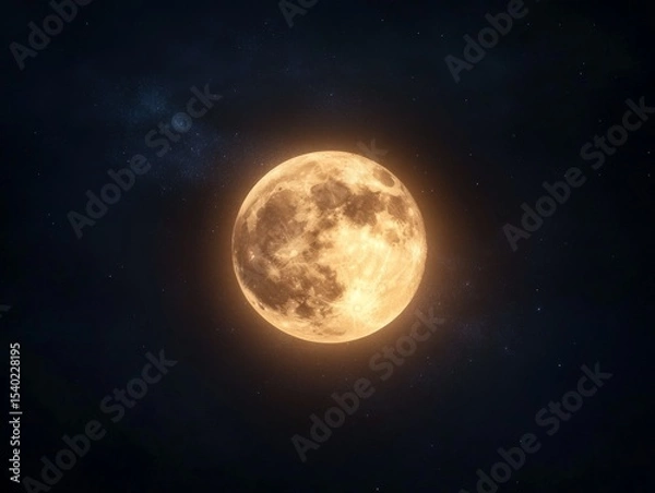 Fototapeta Full moon illuminated against starry sky with mesmerizing northern lights