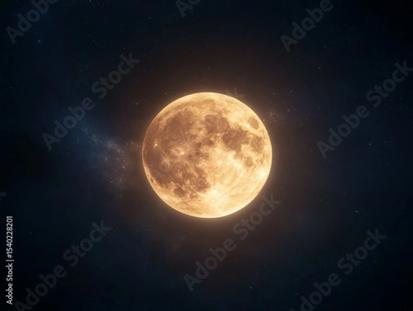 Fototapeta Celestial phenomena: full moon illuminated by northern lights in night sky