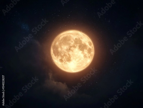 Fototapeta Enchanting full moon with northern lights in night sky for celestial observation