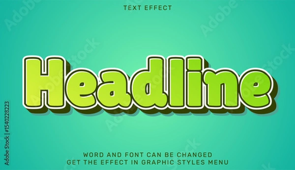Obraz Headline 3d text effect with green gradient background for bold titles