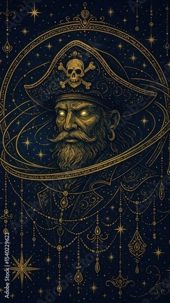 Fototapeta Mystical pirate cosmic art