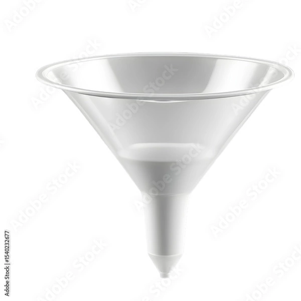Fototapeta A plastic funnel for liquids, medium-sized, isolated on a empty plain background