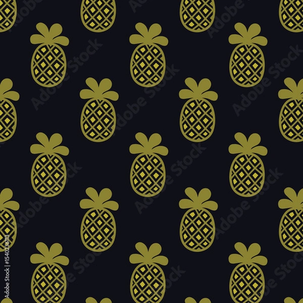 Fototapeta Seamless pineapple pattern for textile fabric or wallpaper backgrounds
