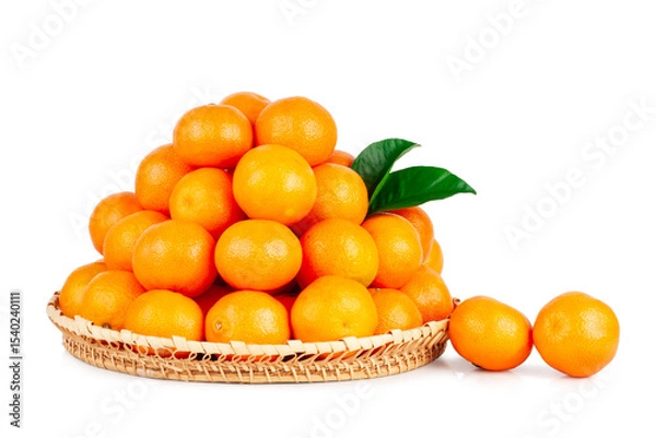 Obraz Fresh tangerine basket isolated on a white background
